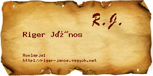 Riger János névjegykártya